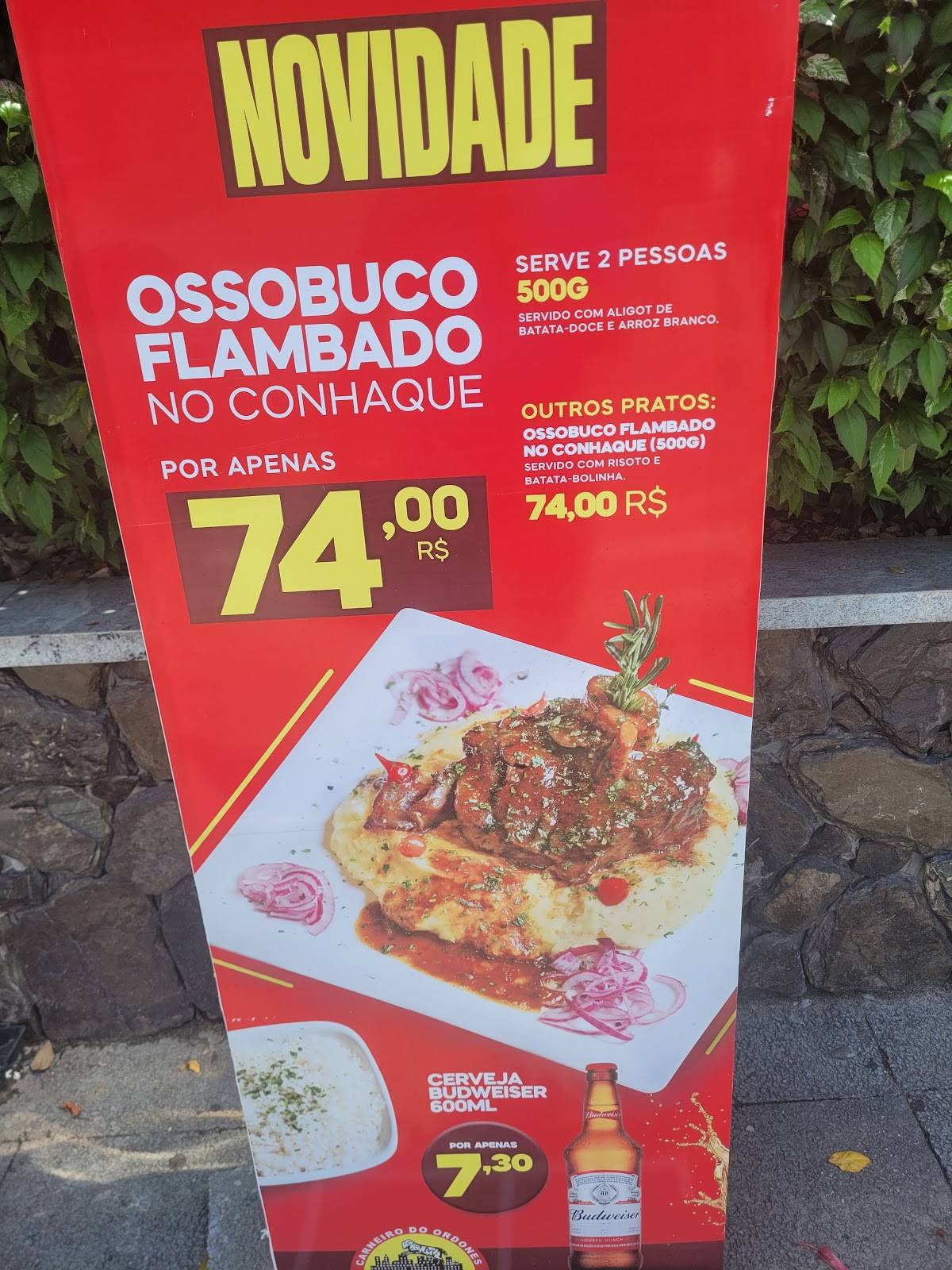 Carneiro do Ordones cardápio