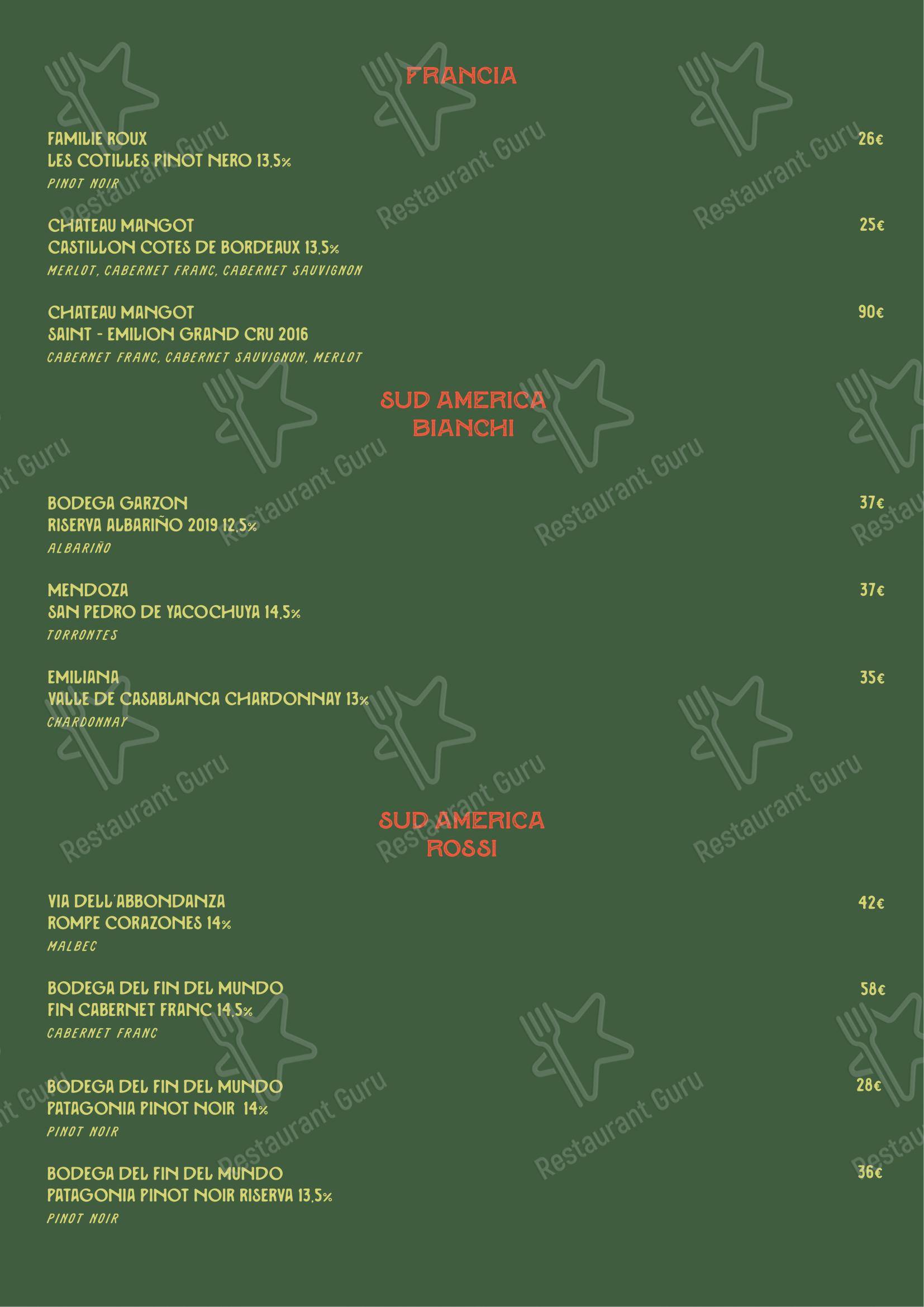 Menu di Carnesa - Churrascaria Brasiliana - Menu bar