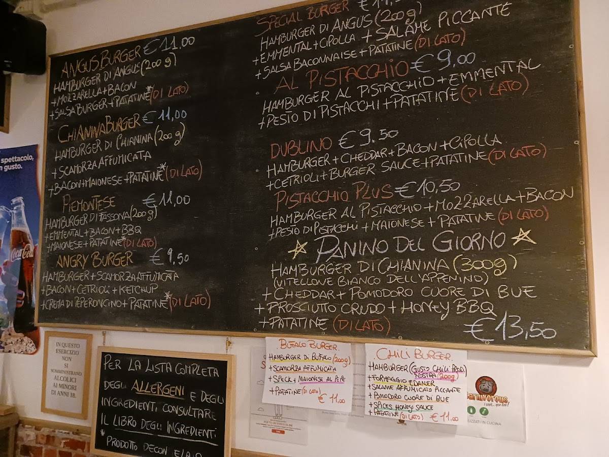 Menu di Carnivorous Panineria Hamburgheria 