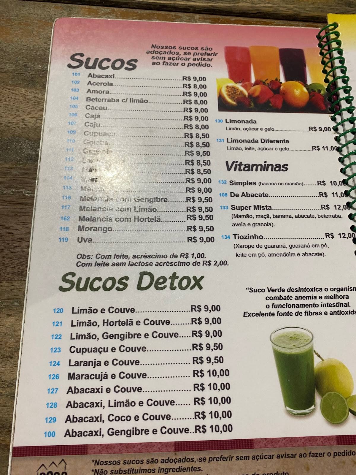 Caroço & Cia cardápio