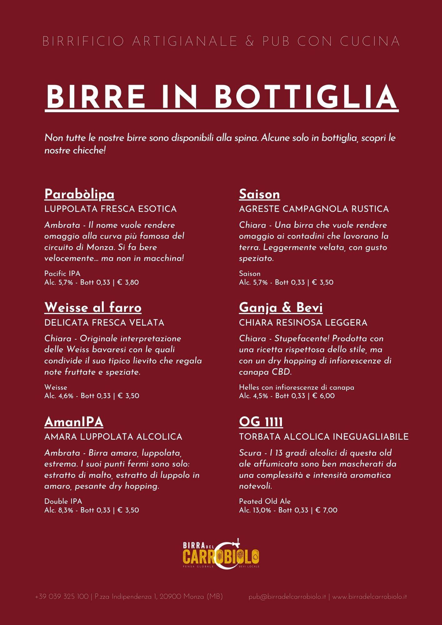 Menu di Carrobiolo Brewpub 
