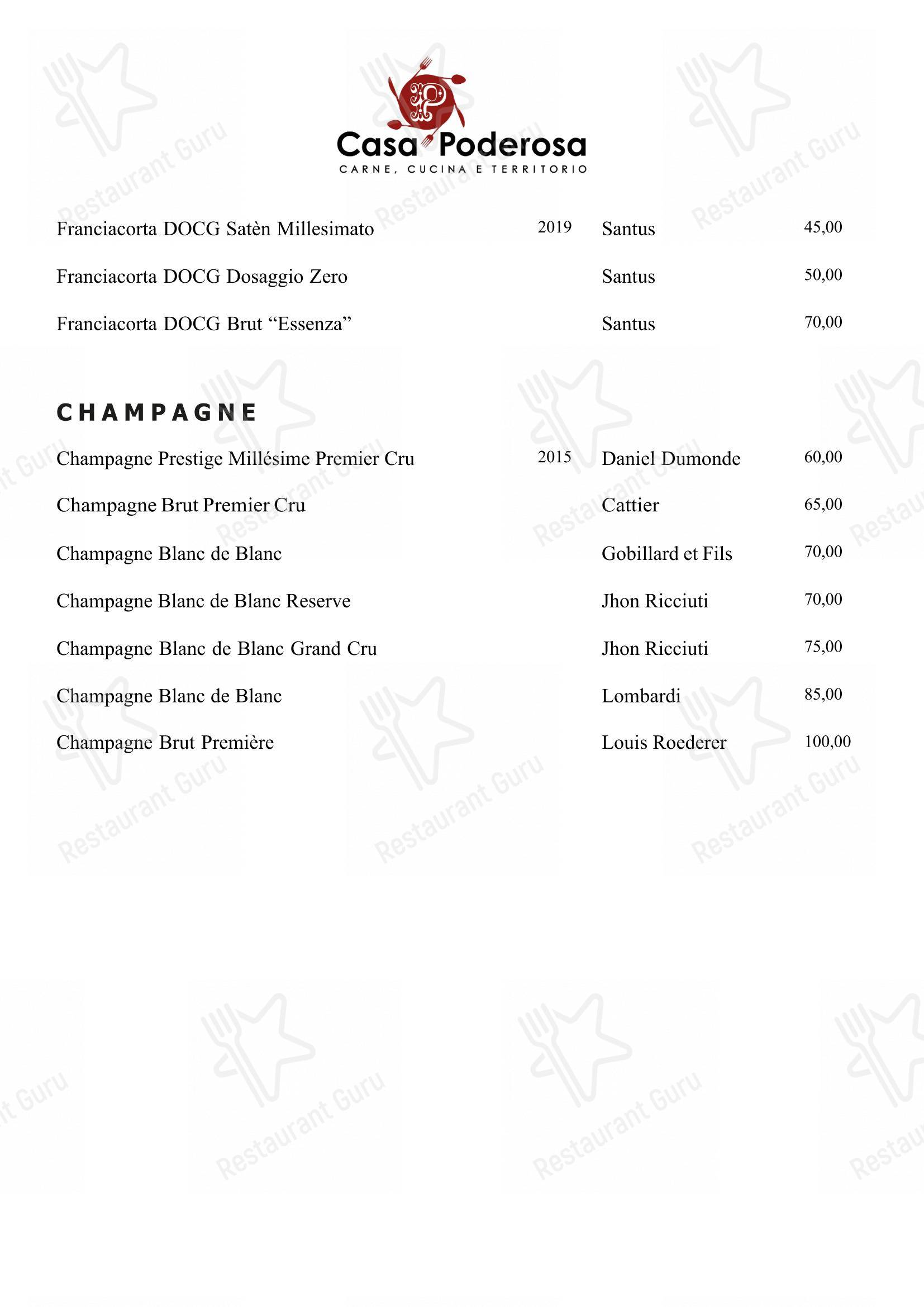 Menu pour Casa Poderosa - Menu