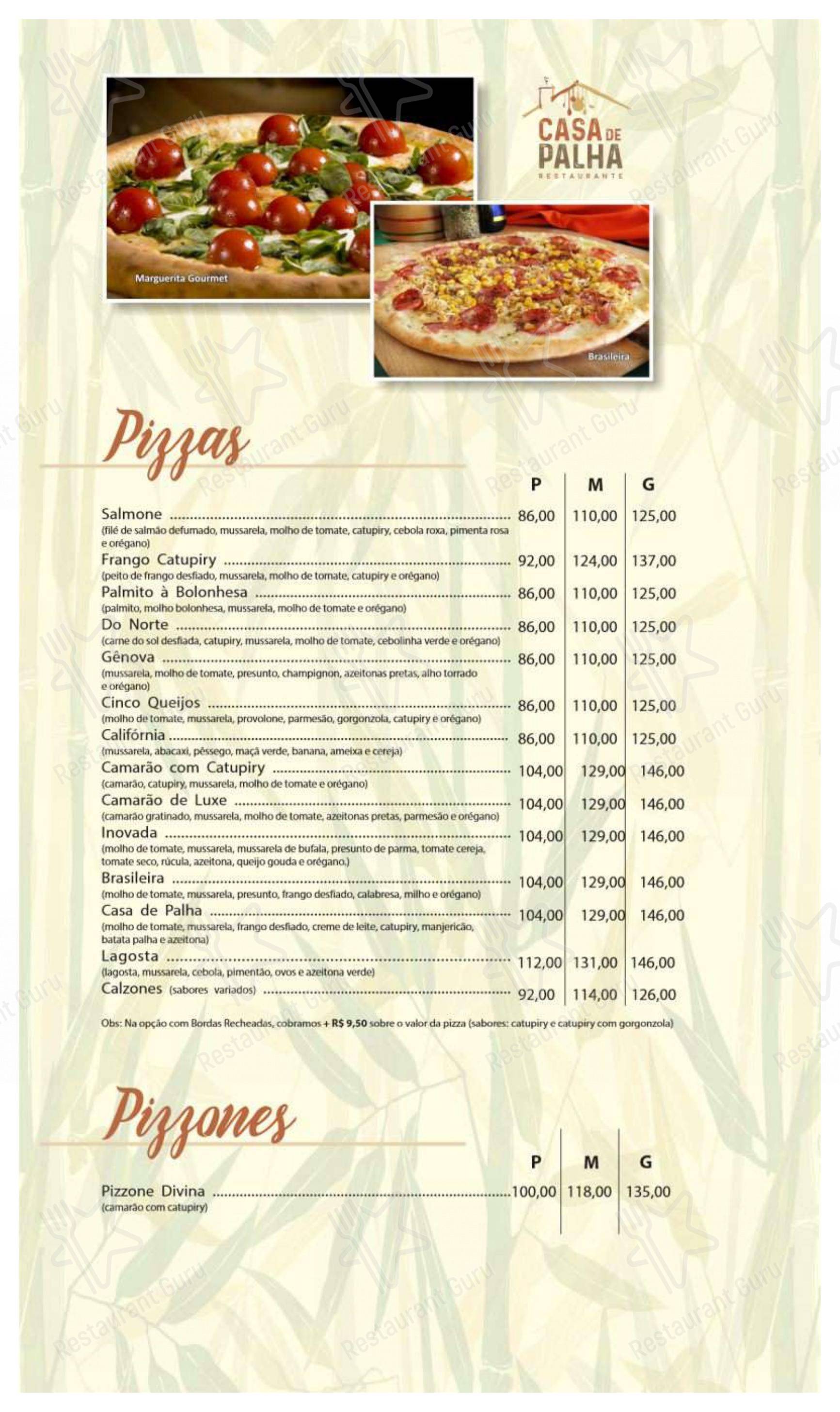 Casa de Palha - Menu