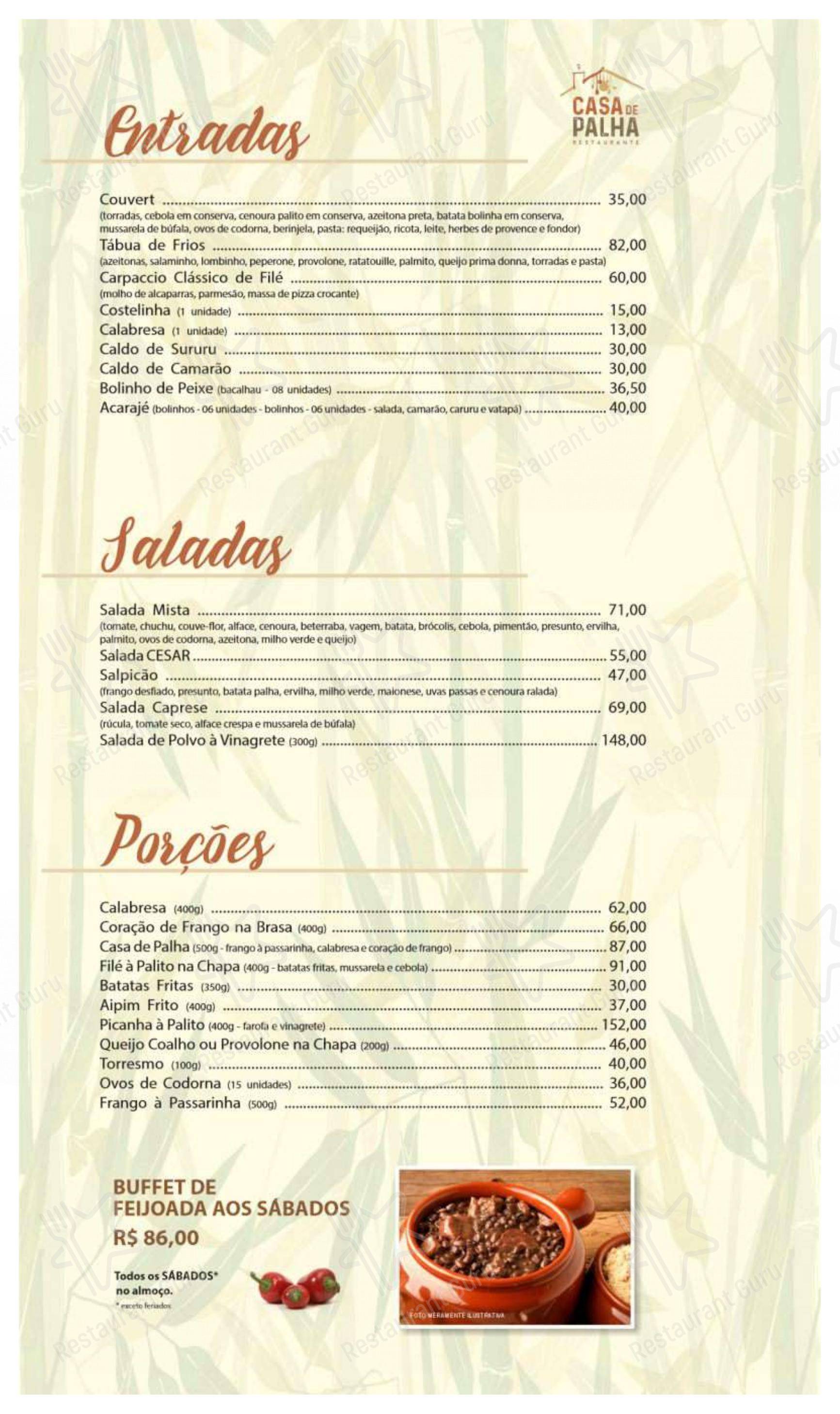 Casa de Palha em Lauro de Freitas - Menu