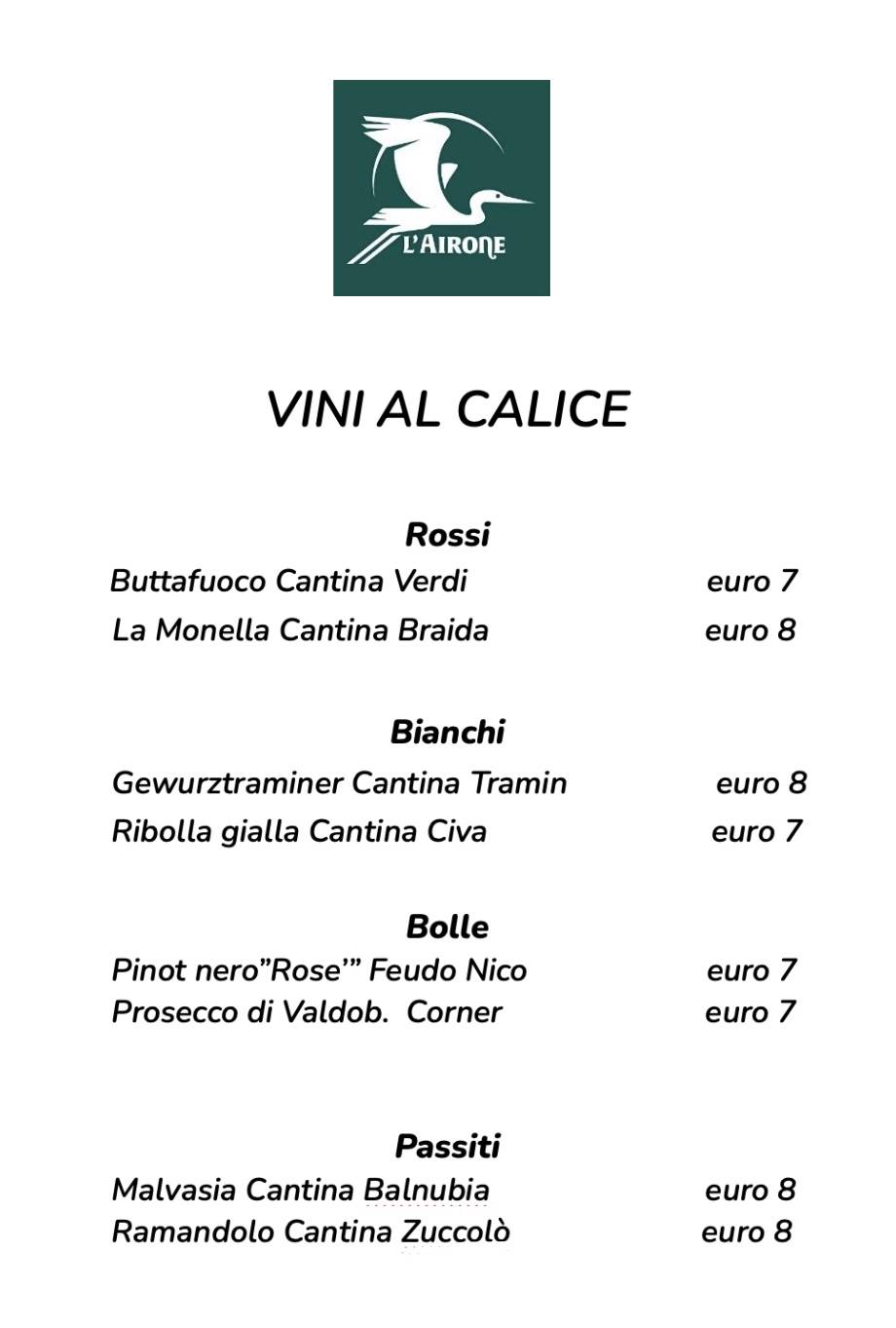 Menu di L’Airone - Ristorante Enoteca 