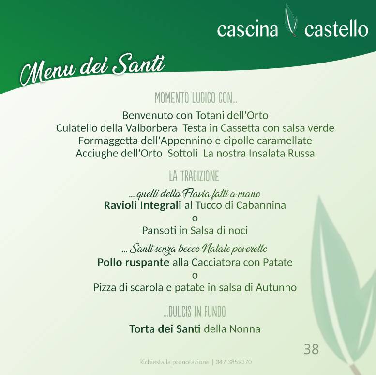 Menu di Cascina Castello 