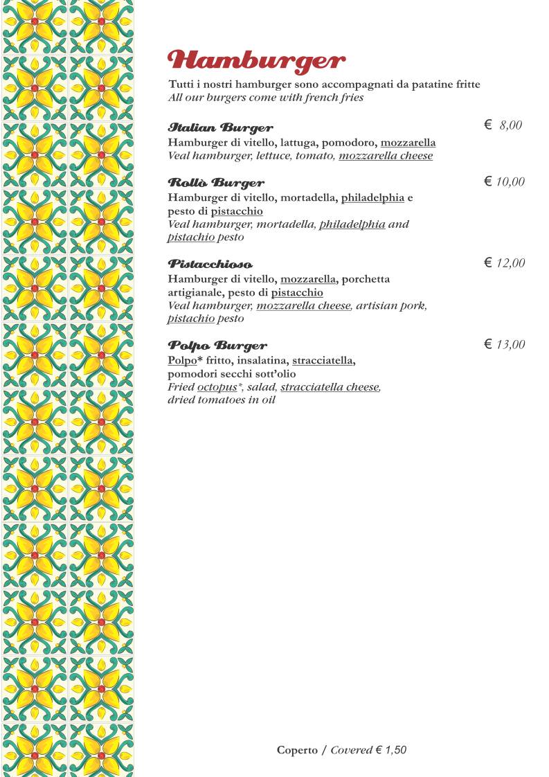 Menu di Rollo' Trattoria & Gastronomia Siciliana 