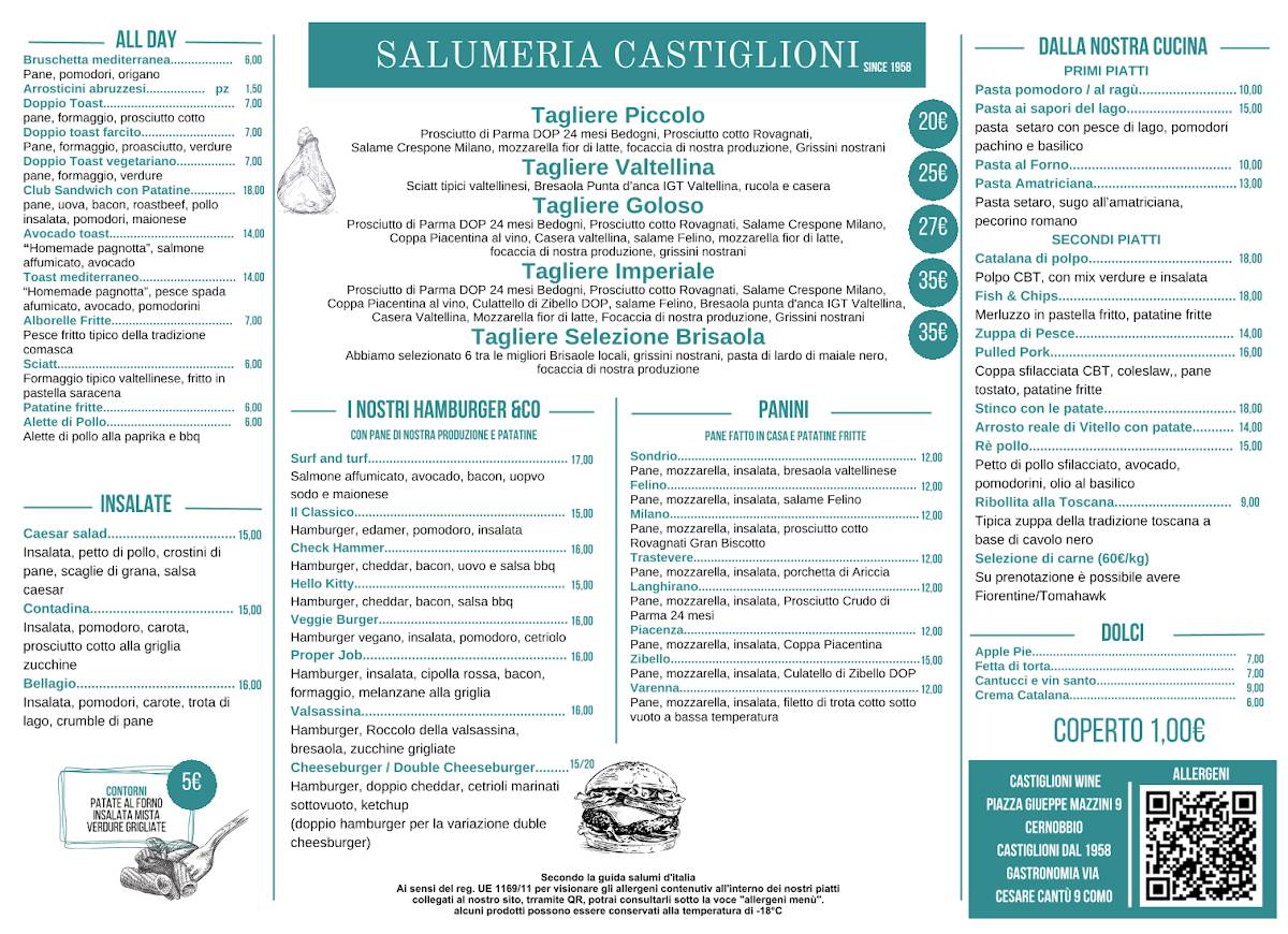 Menu di Castiglioni Wine Cernobbio 