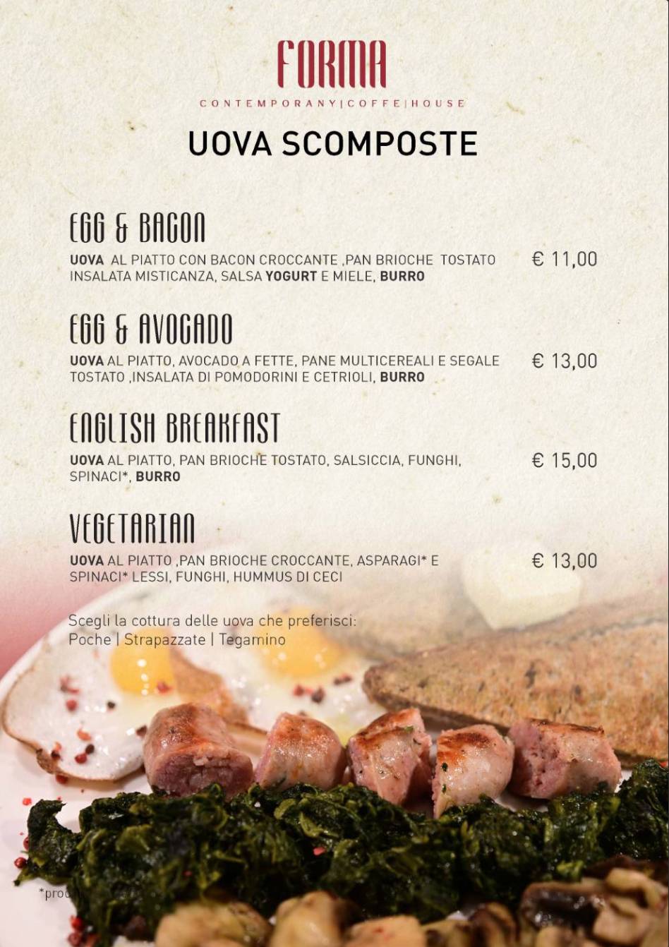 Menu di FORMA - Bakery, Pizzeria, Aperitivi 