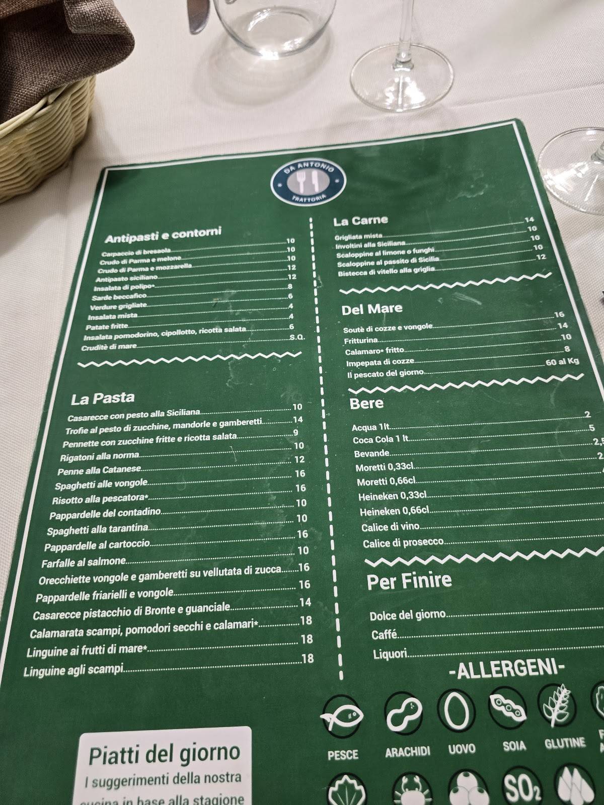Menu di Ristorante da Antonio 