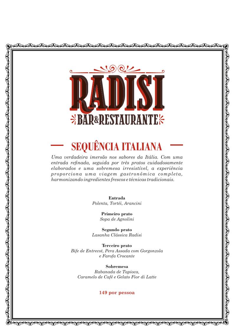 Radisi Bar & Restaurante cardápio