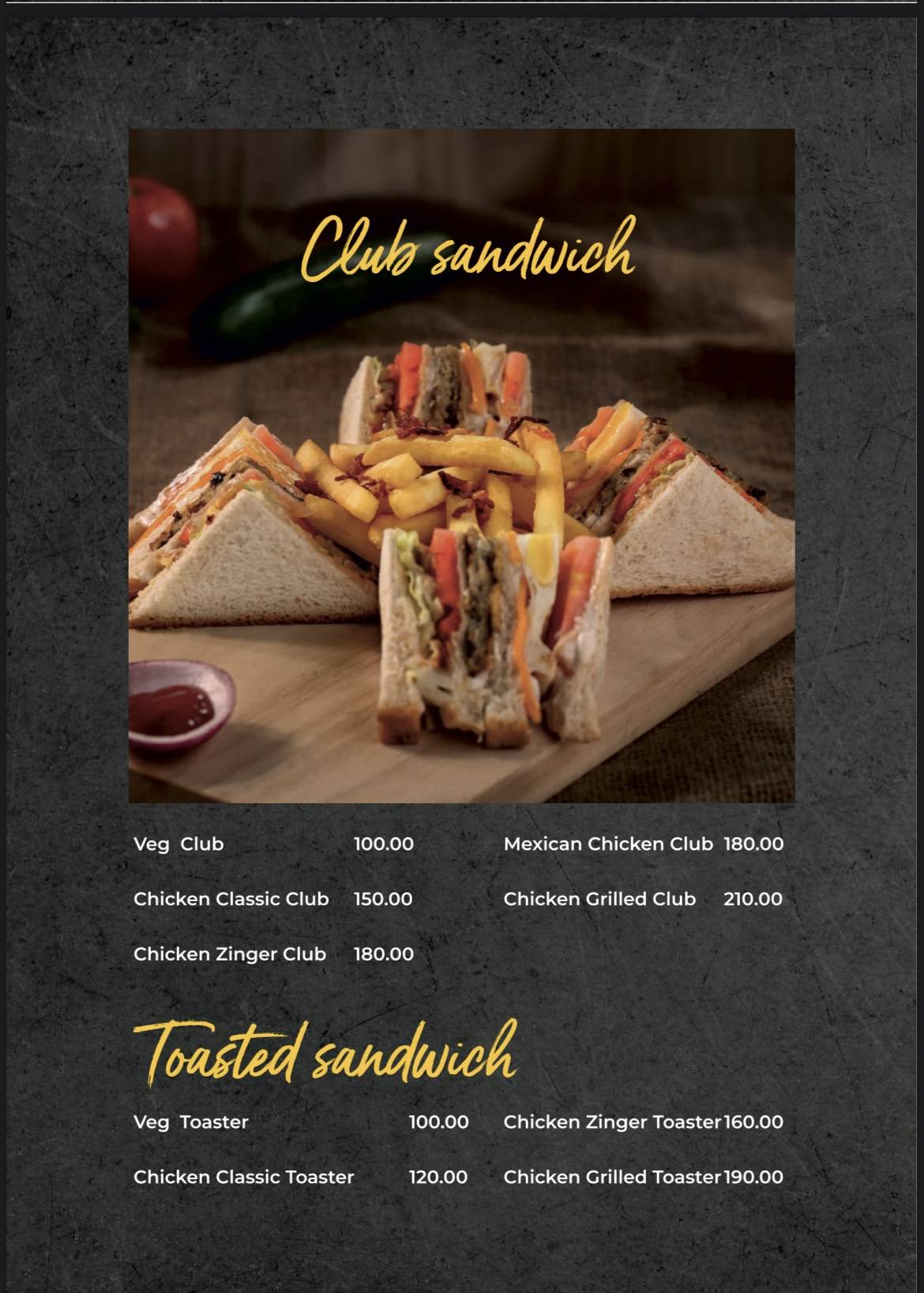 Caz Cafe menu