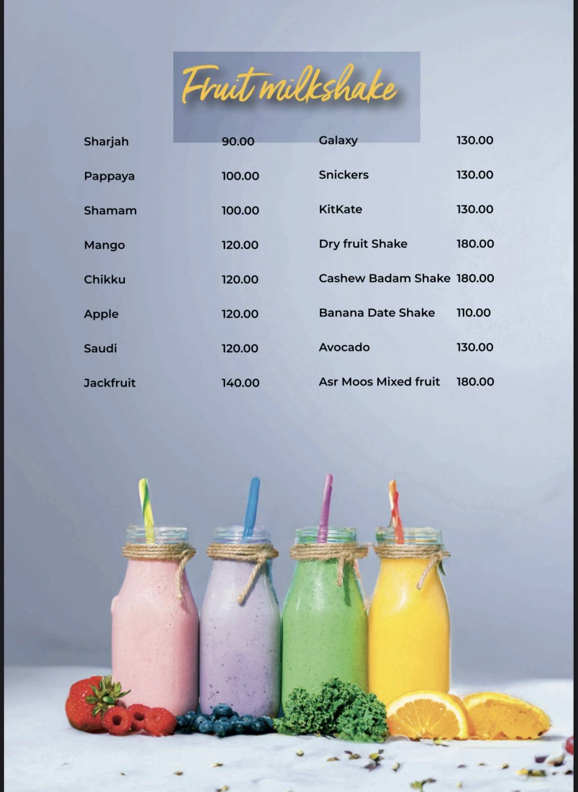 Caz Cafe menu