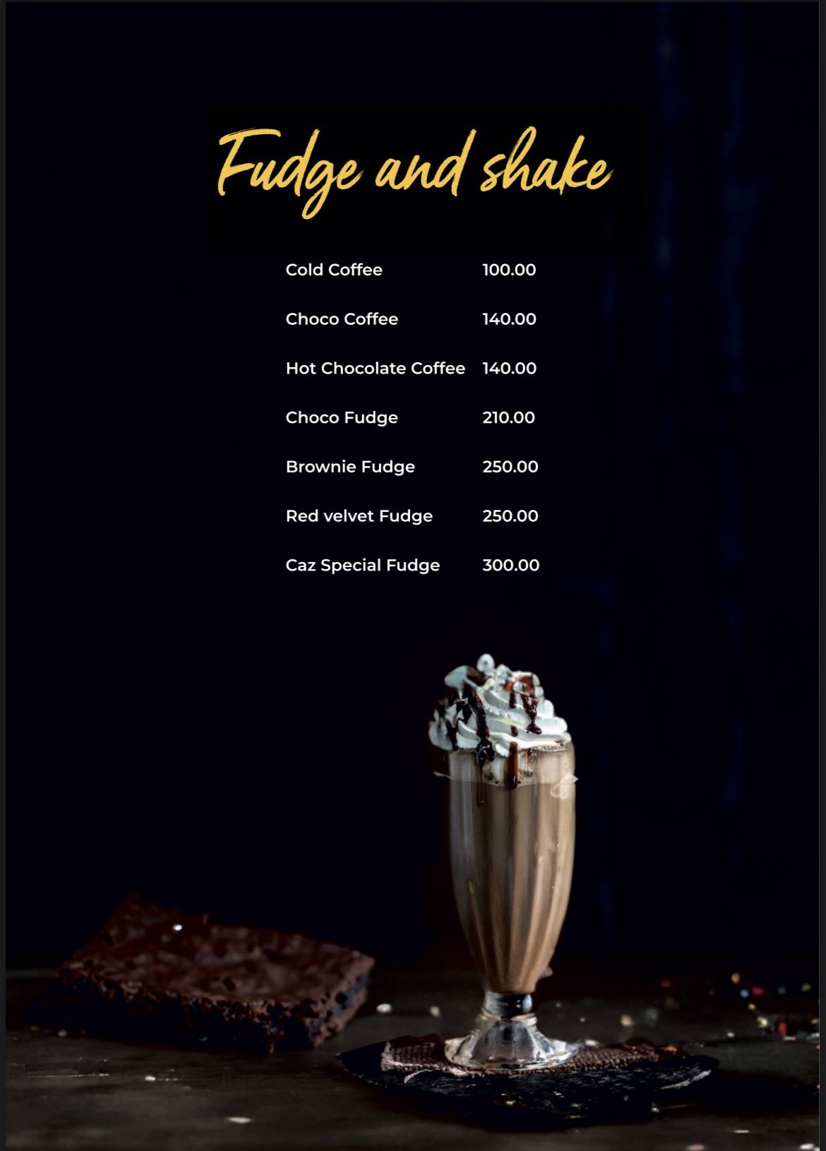 Caz Cafe menu