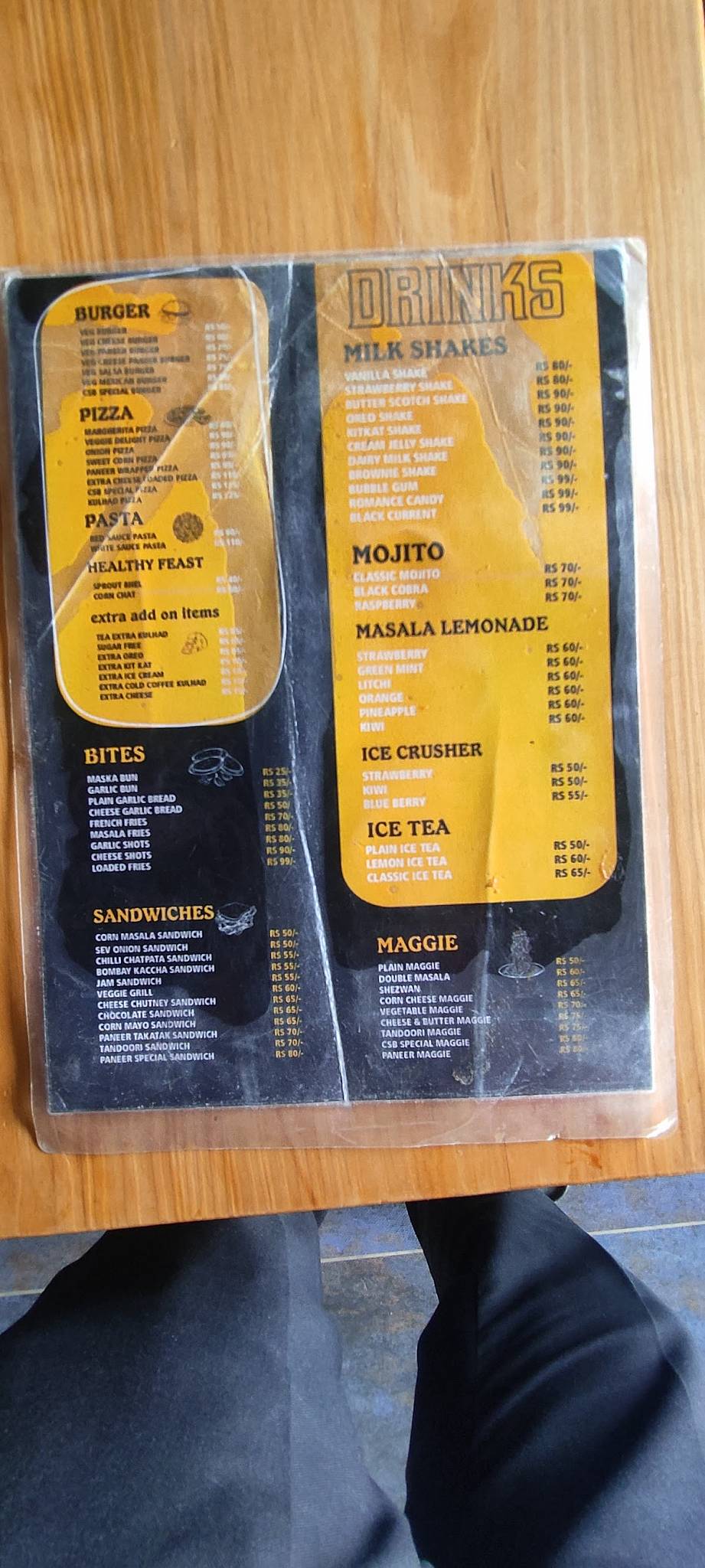 Chai sutta bar chomu menu