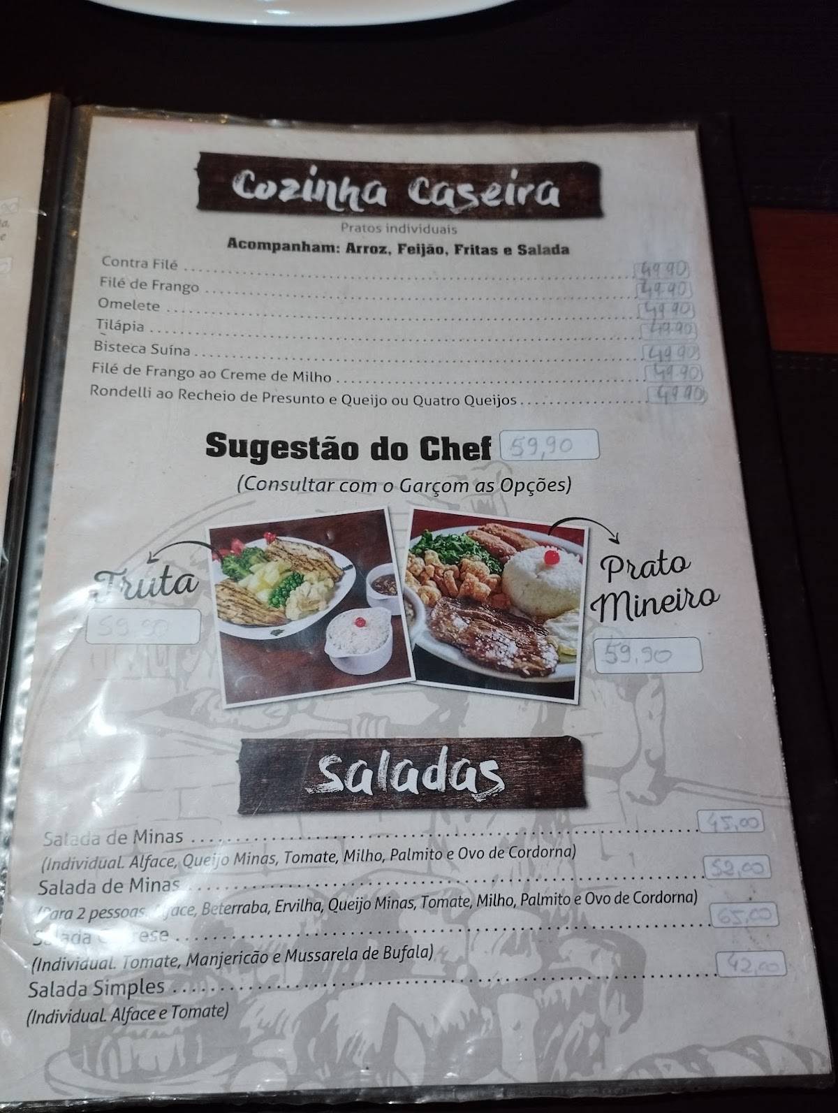 Chalana restaurante cardápio