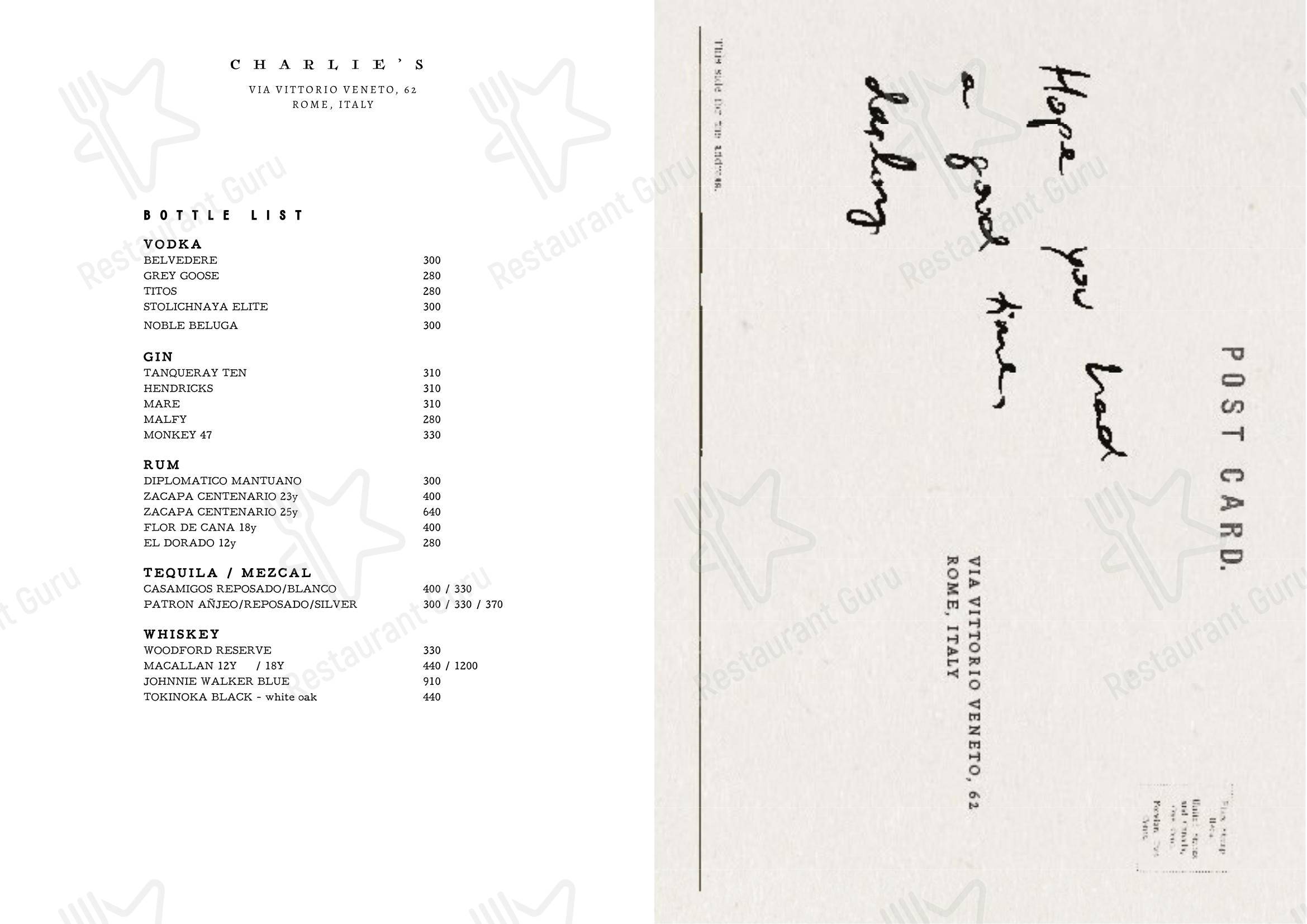 Menu pour Charlie’s Rooftop Bar - Детское