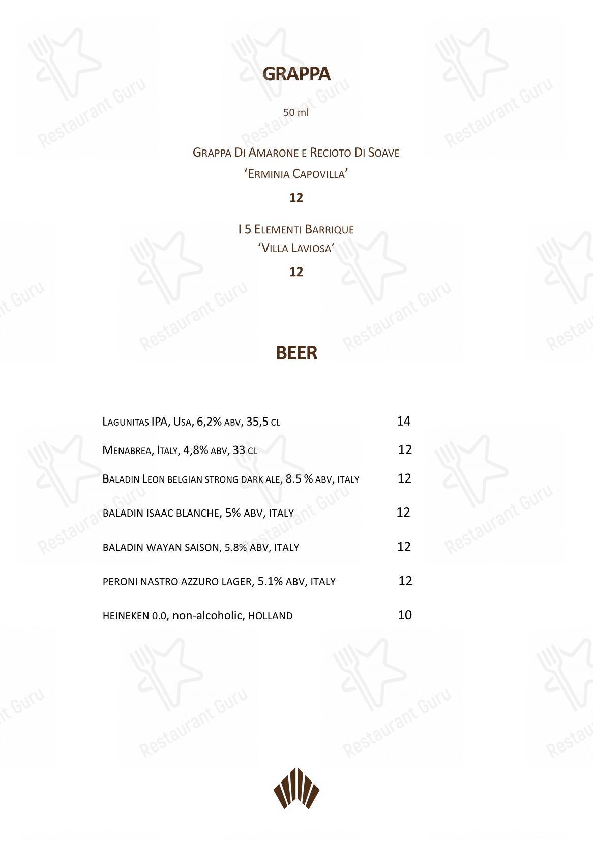 Charlie’s Rooftop Bar dans Rome - 菜单