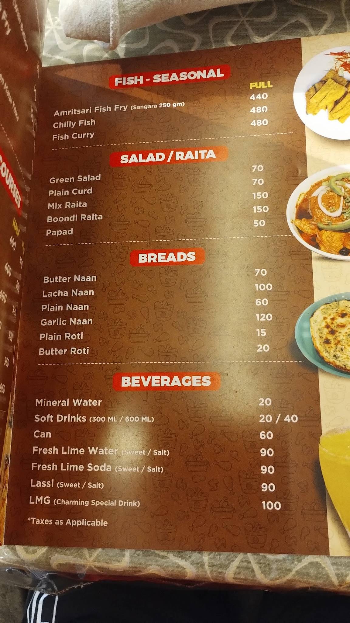 Charming Chicken menu