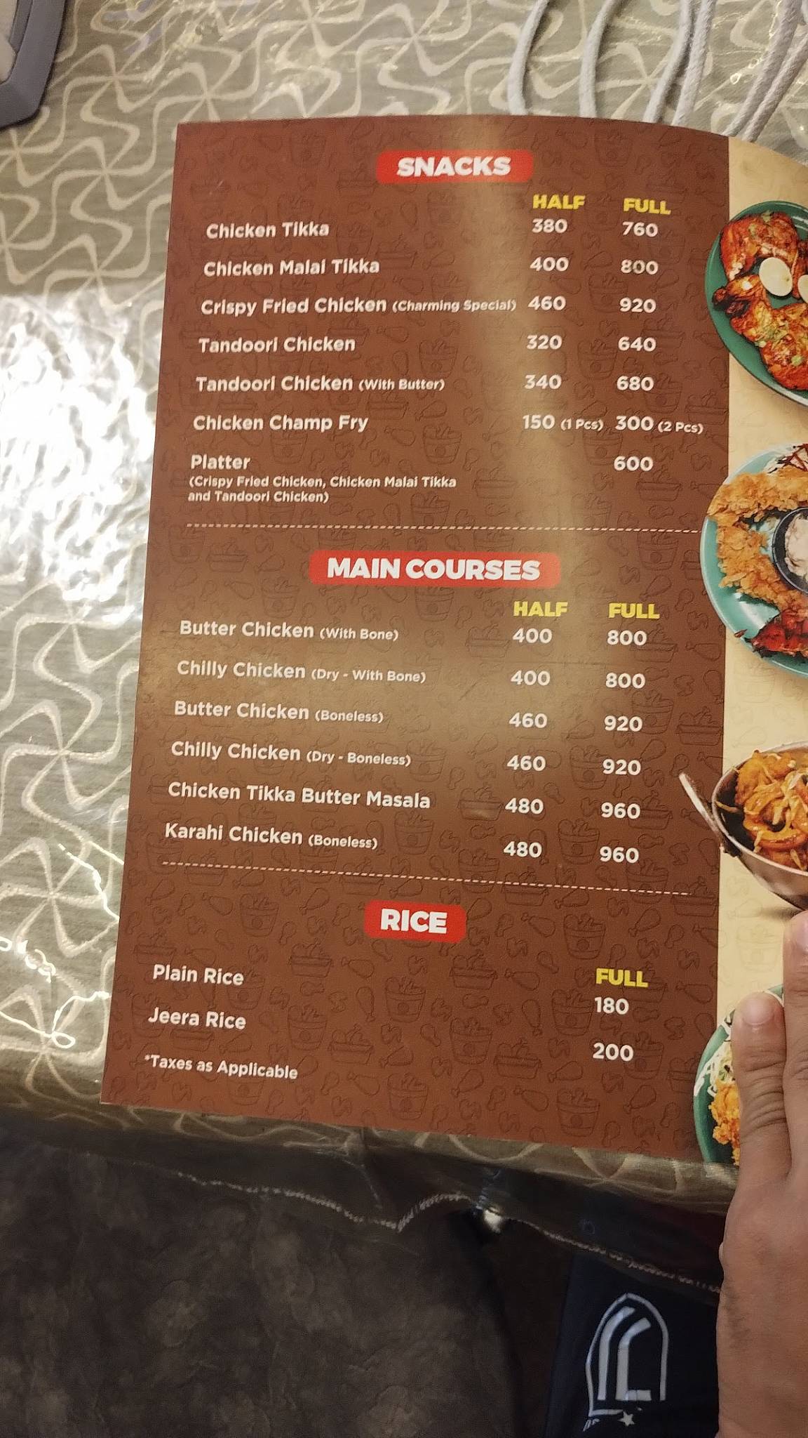 Charming Chicken menu