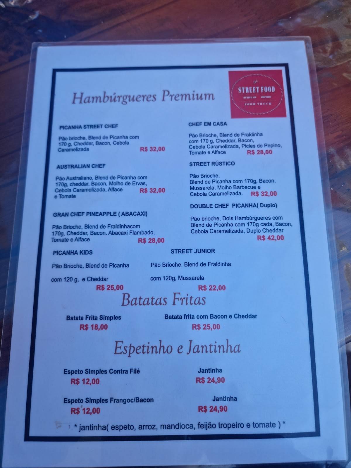 Chef Street Food cardápio