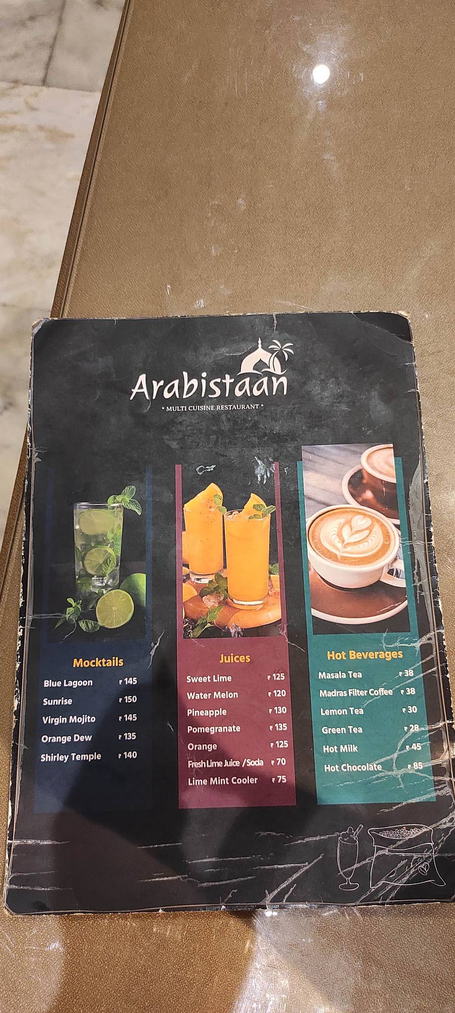 Arabistaan menu