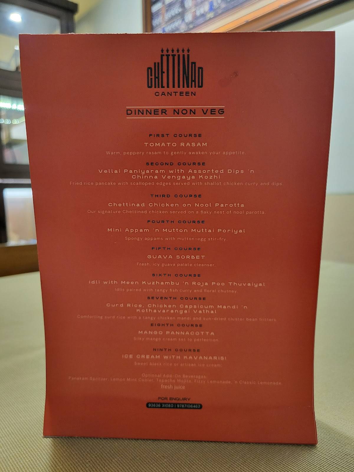 Chettinad Canteen menu