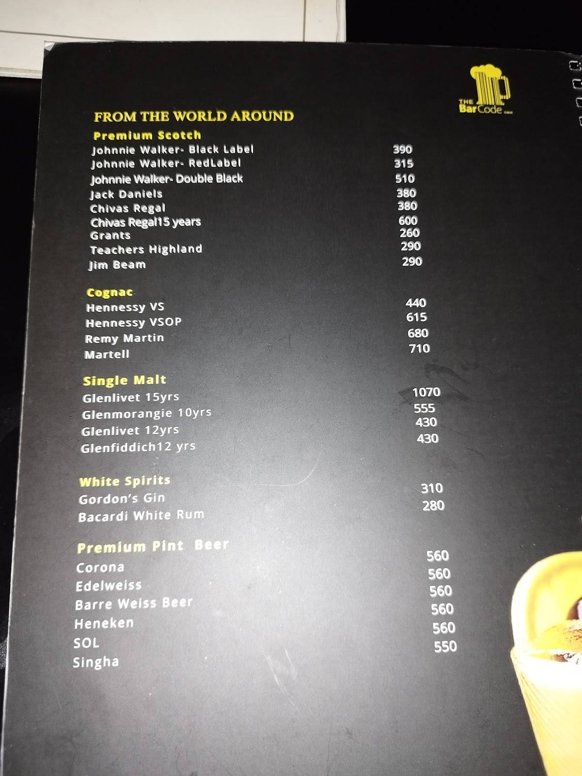 The Barcode menu