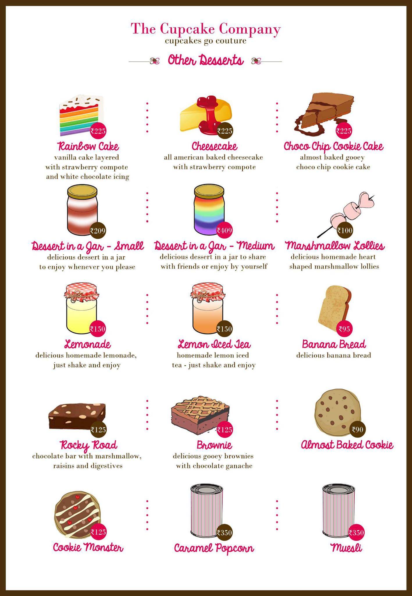 The Cupcake Company menu