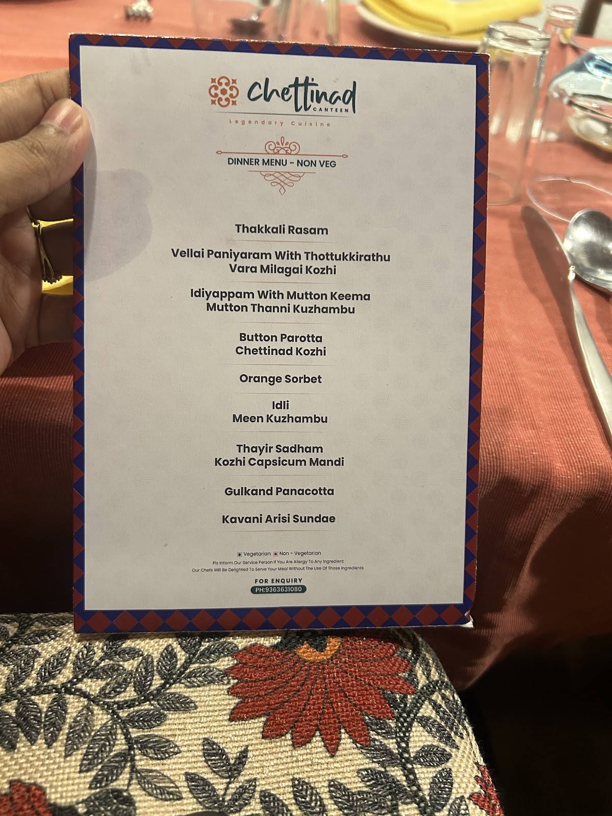 Chettinad Canteen menu