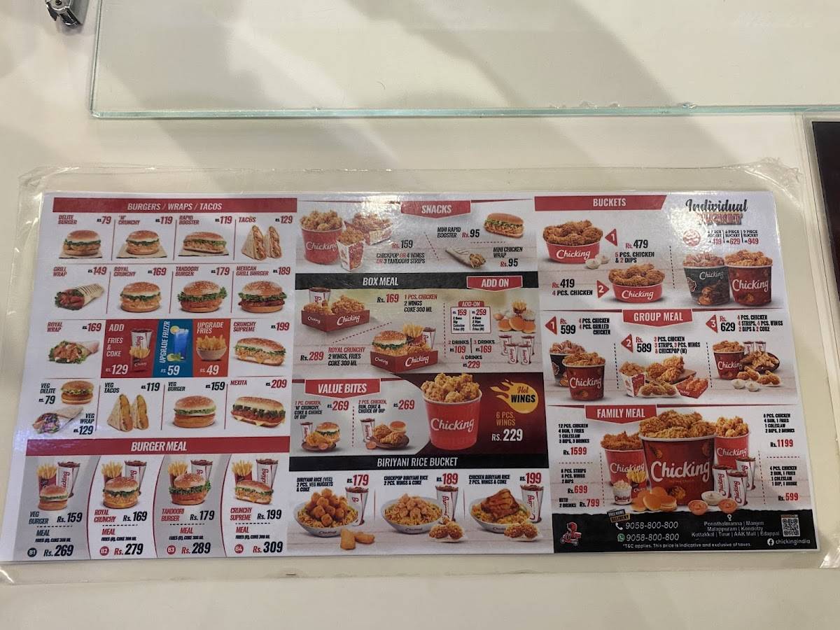 Chicking menu