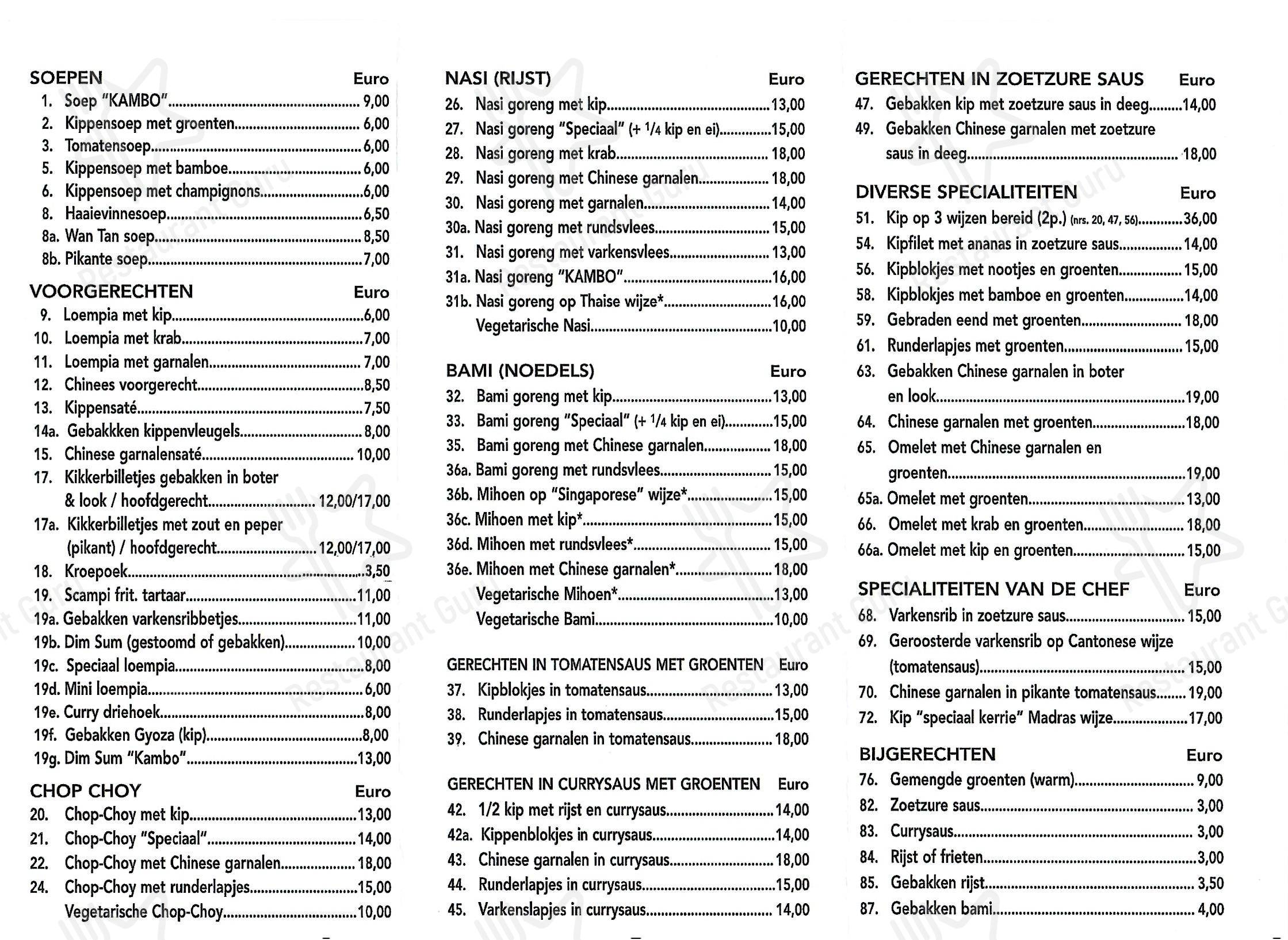 Chinees Restaurant Kambo dans Kontich - Menu