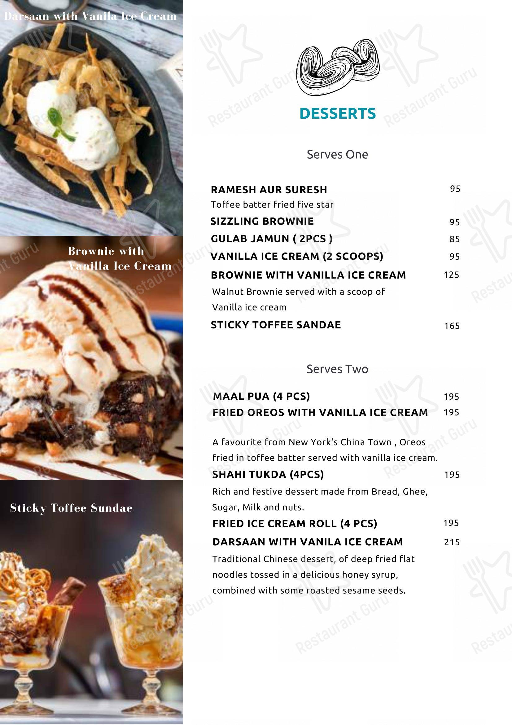 Menu for the Ching Singh restaurant