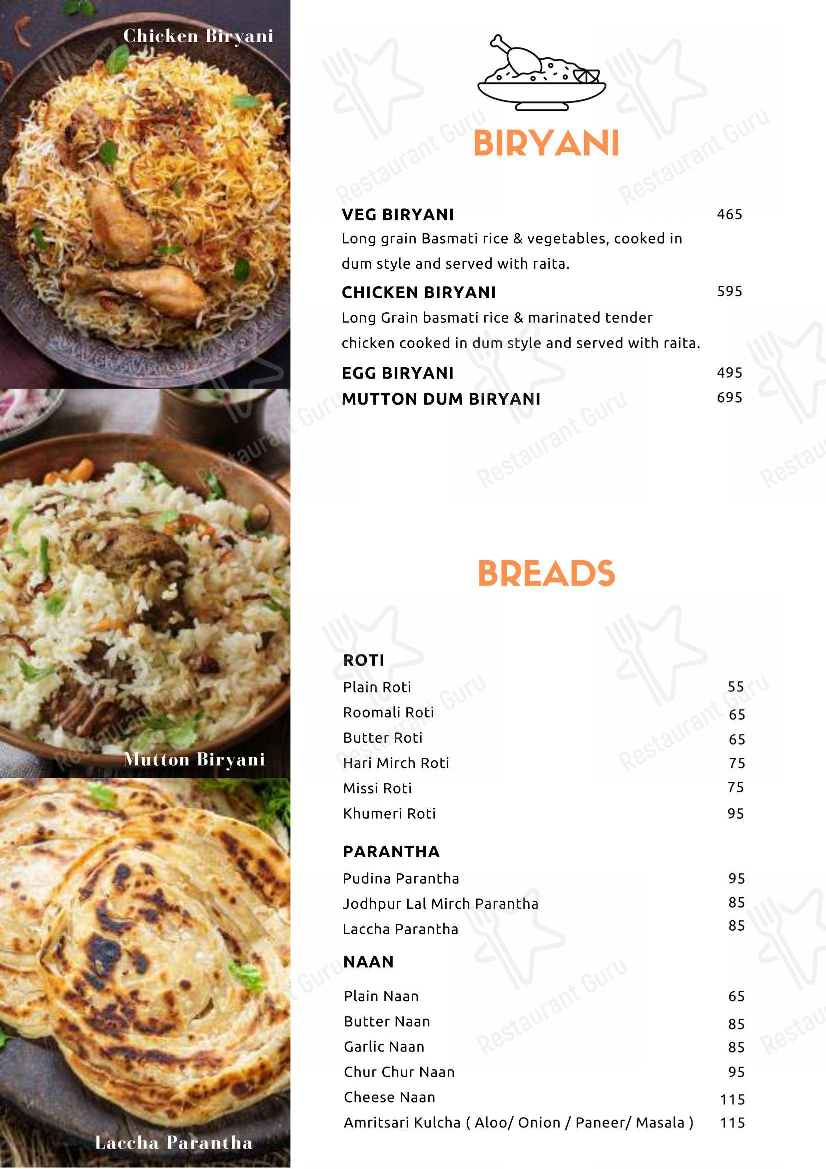 Menu for the Ching Singh restaurant