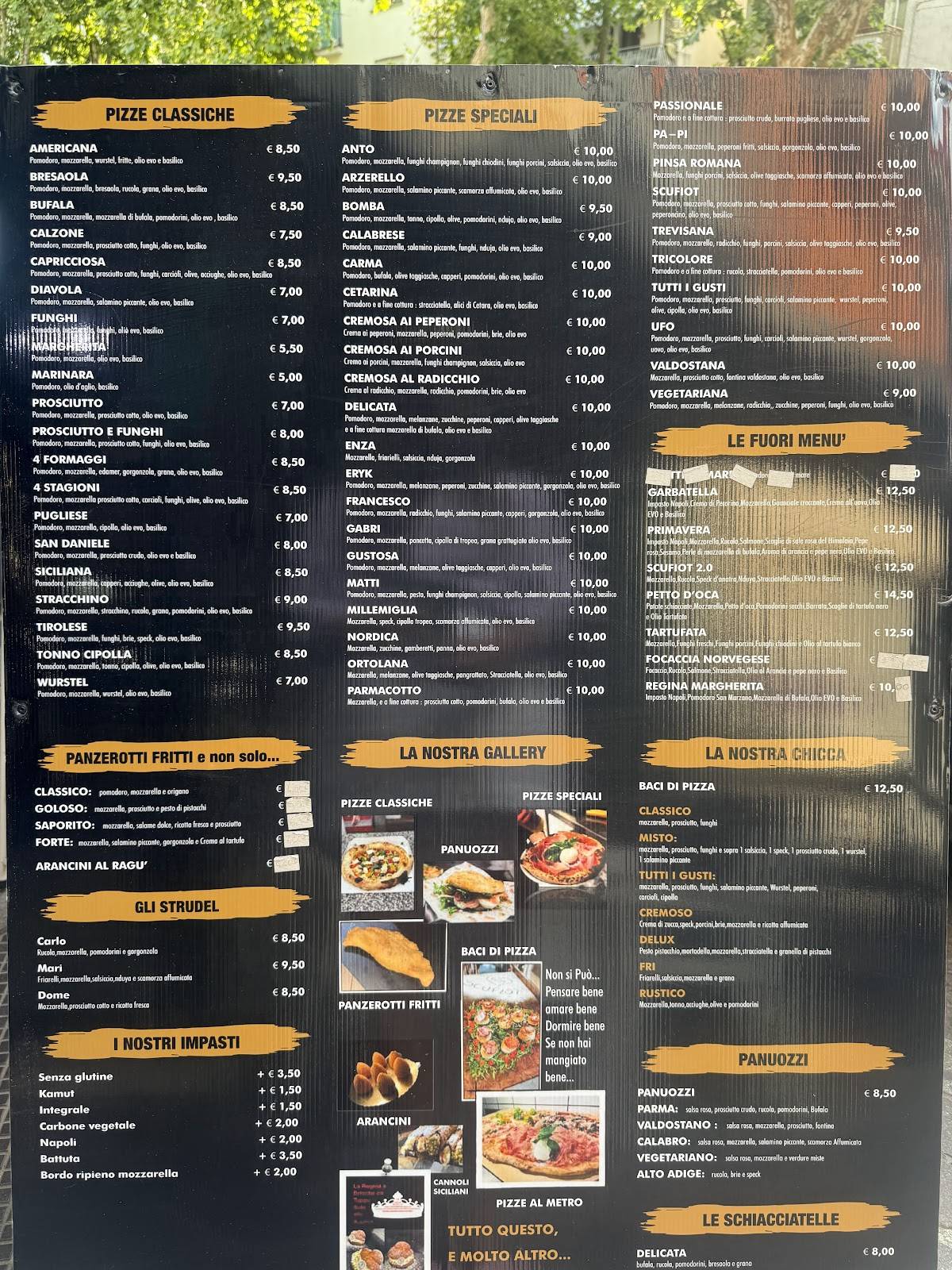 Menu di Pizzeria Ristorante SCUFIOT M&C Sottomarina 