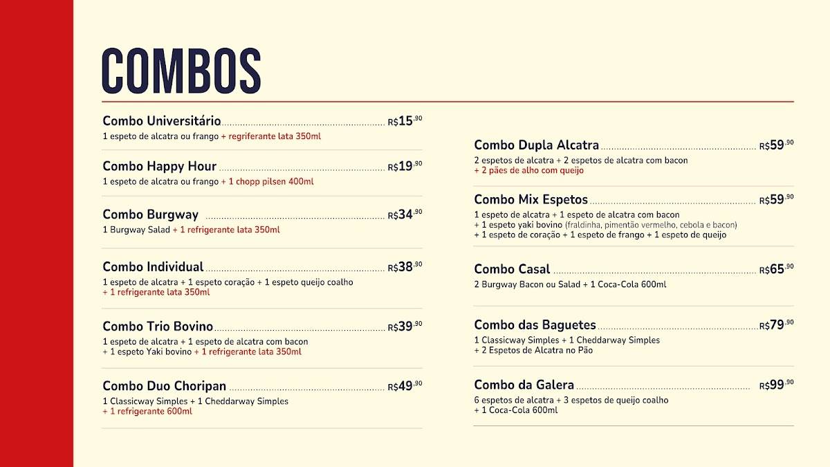 Choriway - Choripan e Espetos cardápio