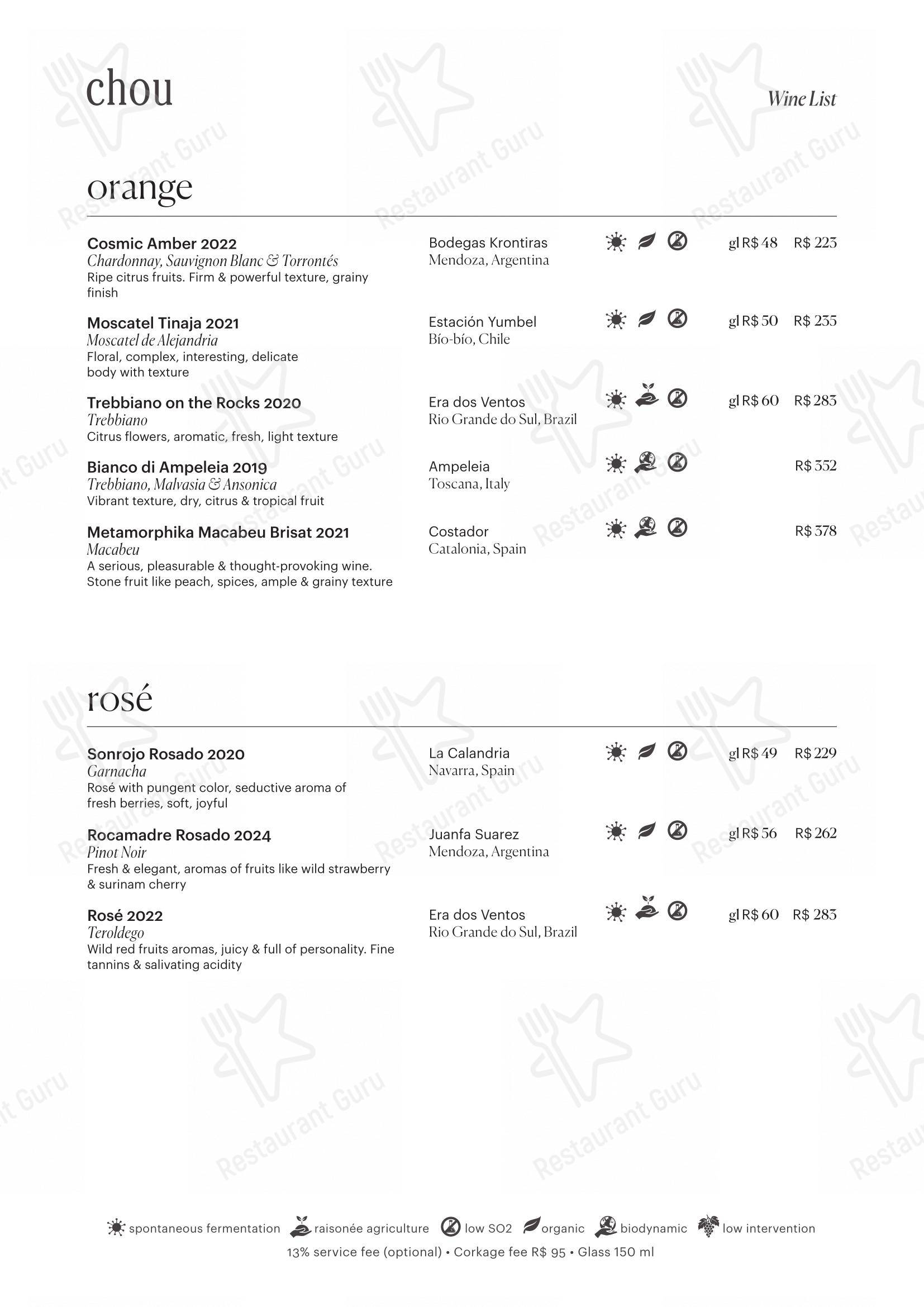 Крафт меню para Chou restaurante