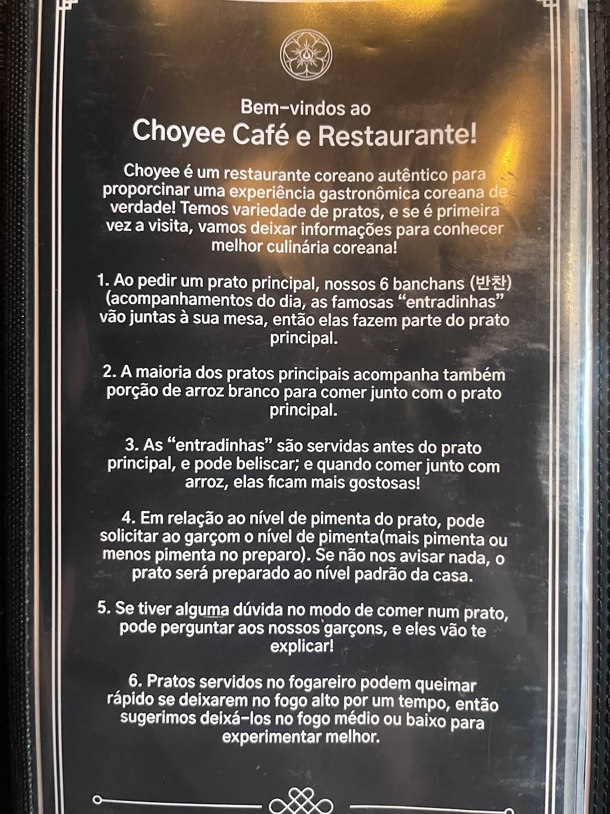 Choyee Café e Restaurante cardápio