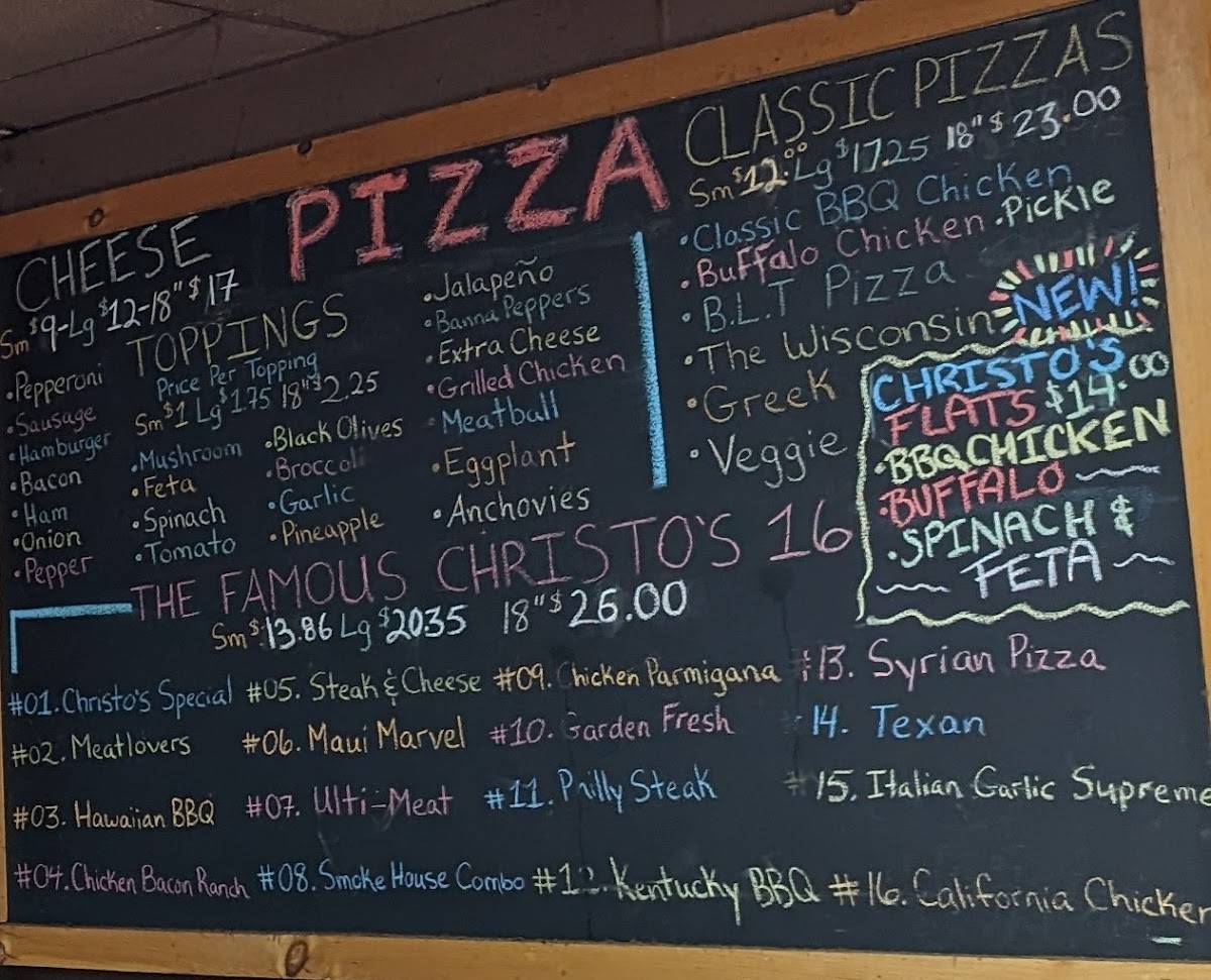 Menu at Christos Place pizzeria, Winchendon