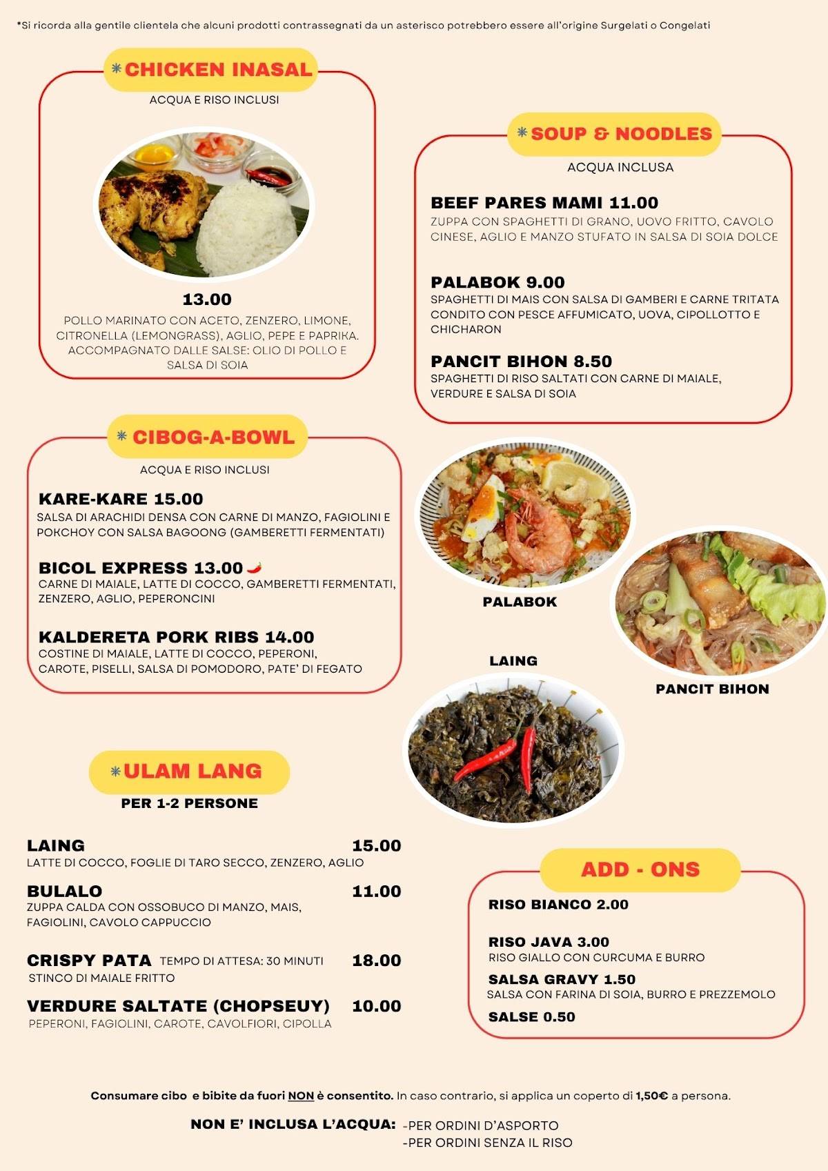Menu di Cibogan Ristorante Filippino 