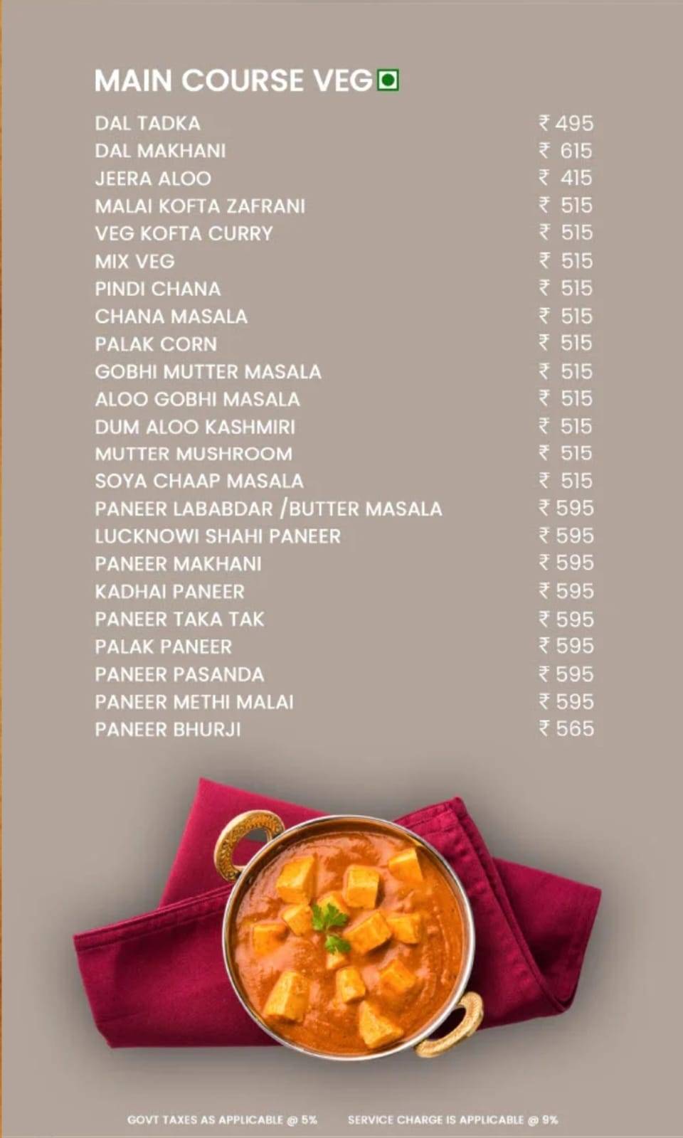 Cinnamon Kitchen Bar & Restaurant menu