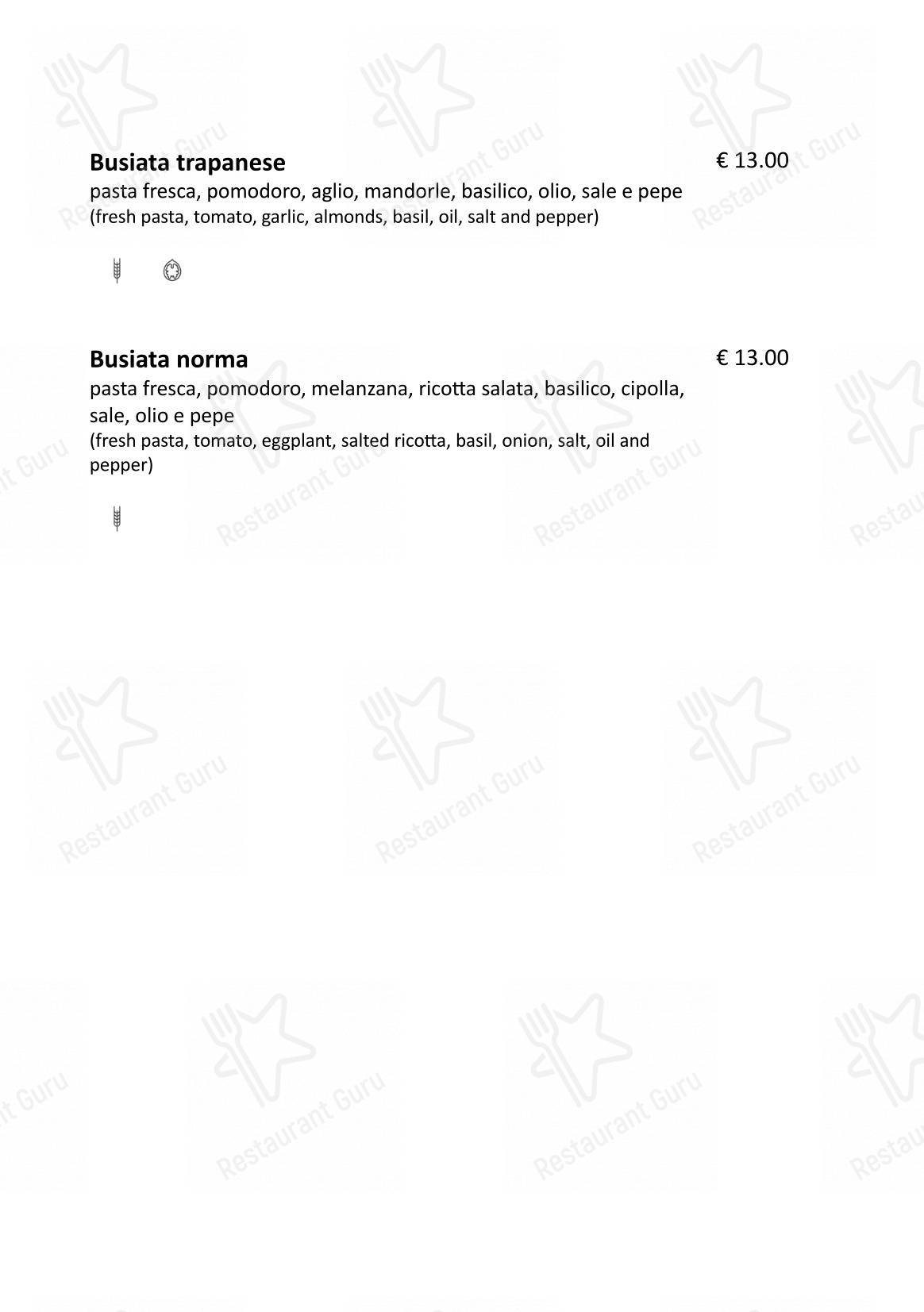 Menu di Cinquantapassi Ristorante Pizzeria - Menu bar