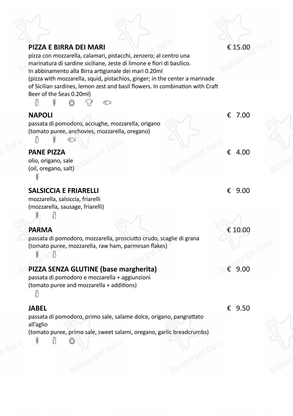 Menu di Cinquantapassi Ristorante Pizzeria - Menu bar