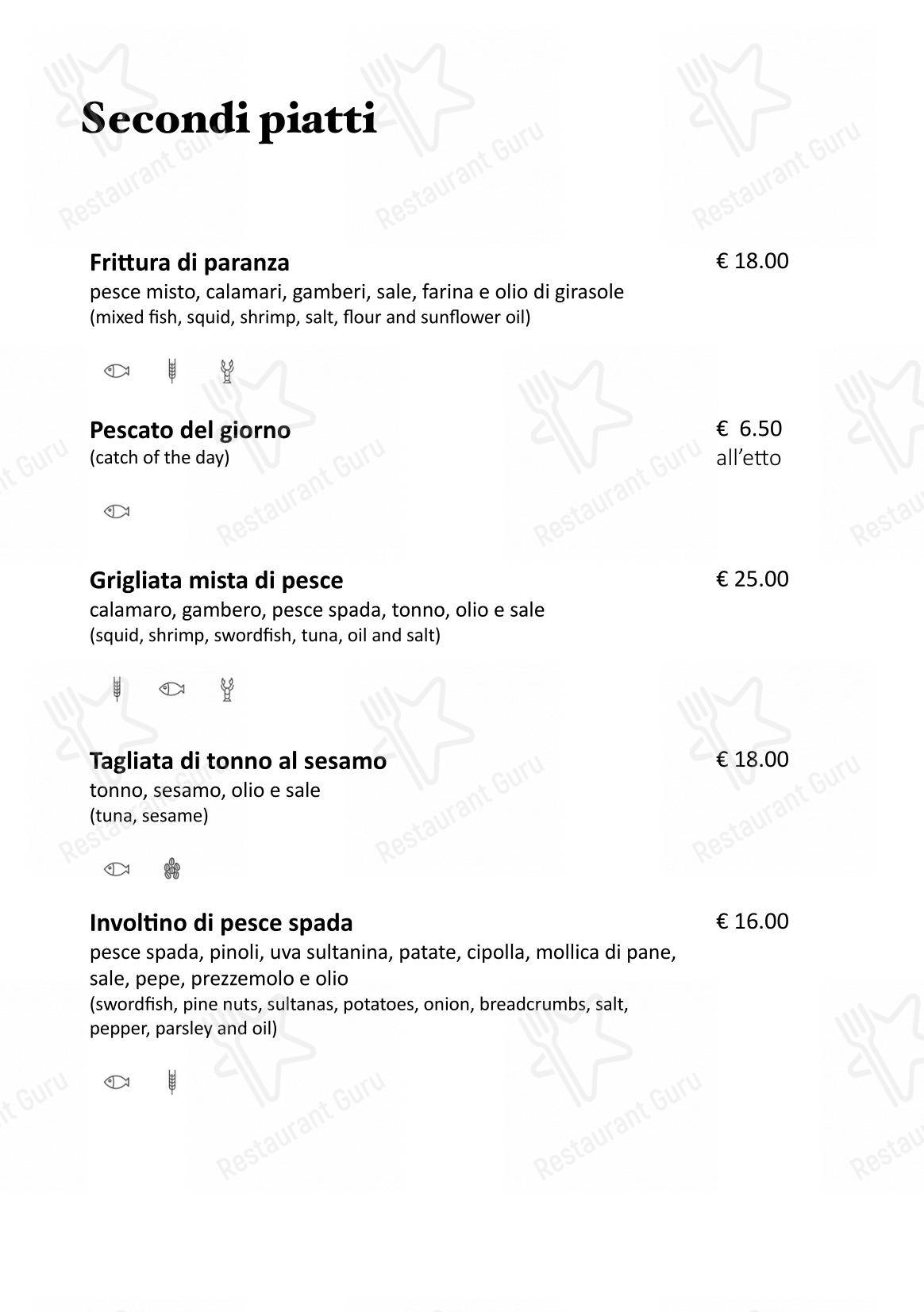 Menu bar per Cinquantapassi Ristorante Pizzeria in San Vito Lo Capo