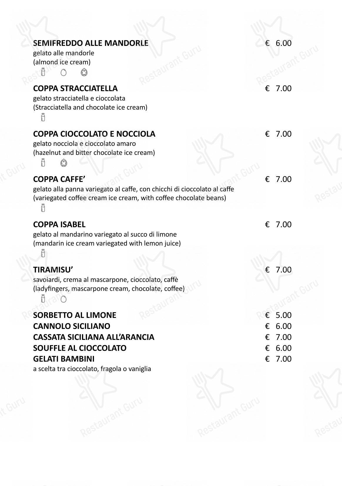 Menu di Cinquantapassi Ristorante Pizzeria - Menu bar