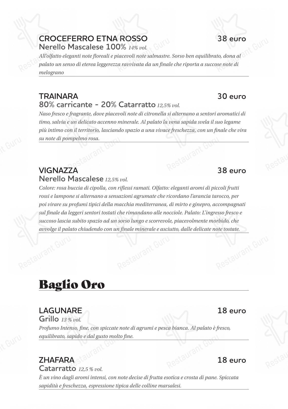 Основное меню per Cinquantapassi Ristorante Pizzeria ristorante