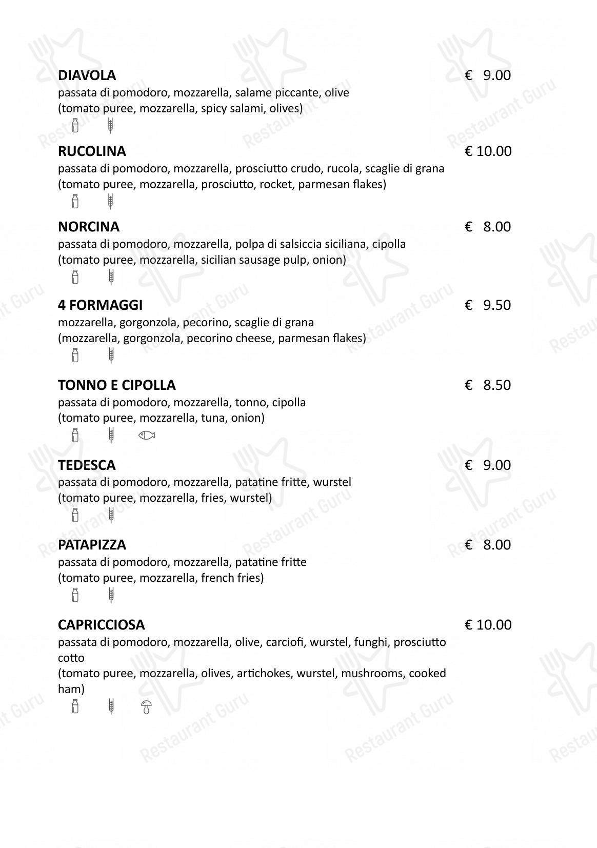 Menu di Cinquantapassi Ristorante Pizzeria - Menu bar