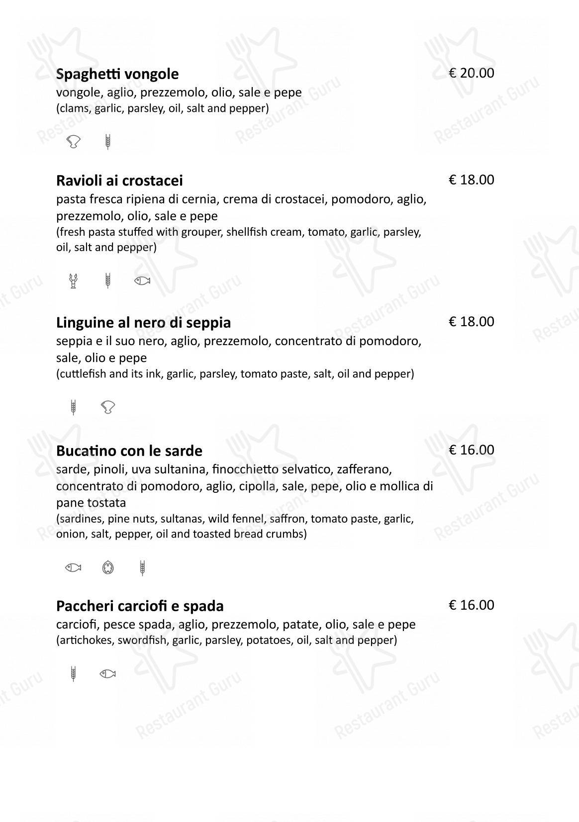 Cinquantapassi Ristorante Pizzeria in San Vito Lo Capo - Menu bar