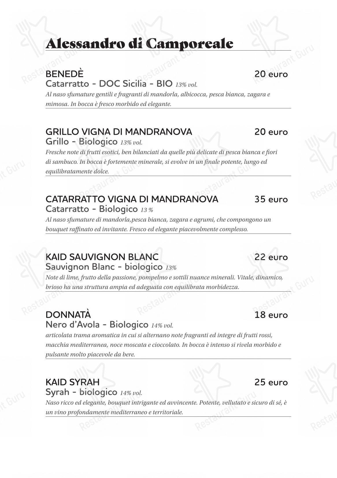 Основное меню per Cinquantapassi Ristorante Pizzeria ristorante