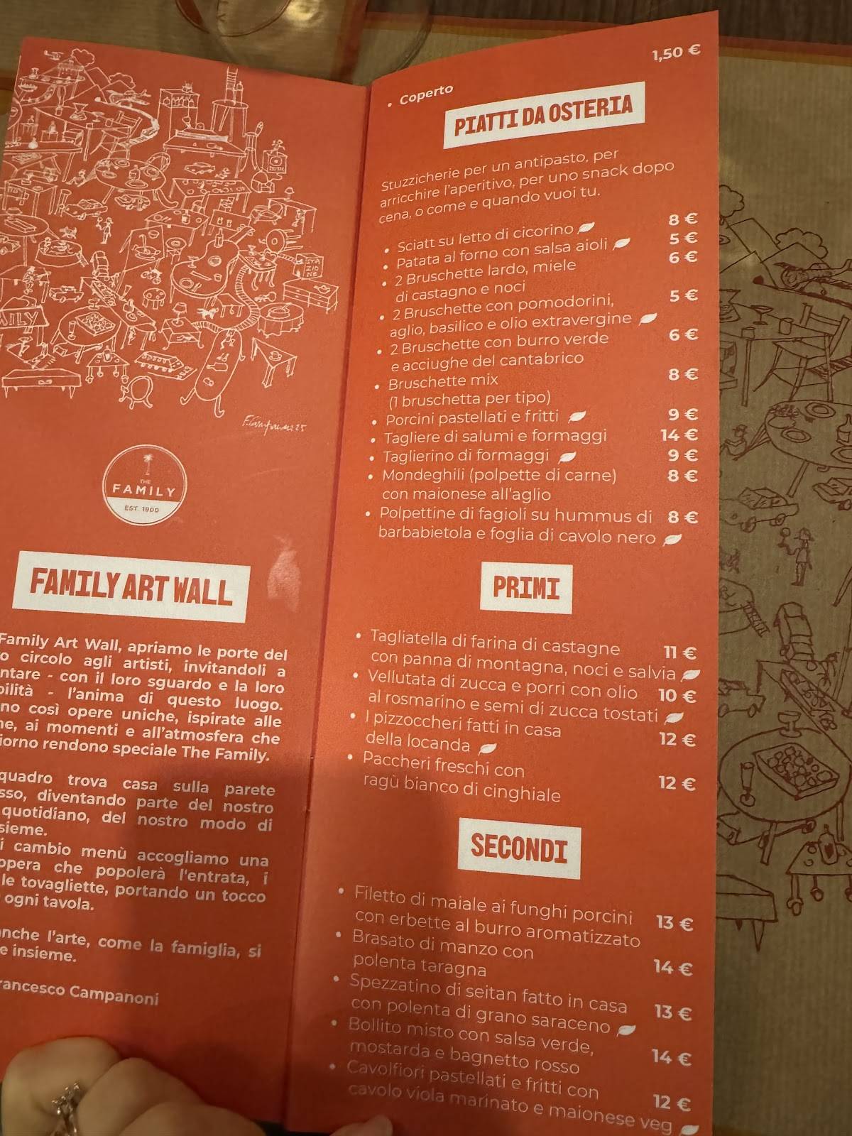 Menu di Circolo di Albizzate - The Family 